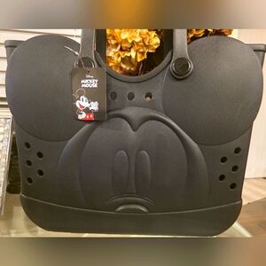 Disney Mickey Mouse Face Rubber Black Tote - Bogg Bag Inspired